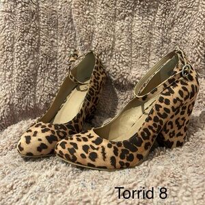 Torrid Brown and Black Leopard Print Heels with Chunky Heel